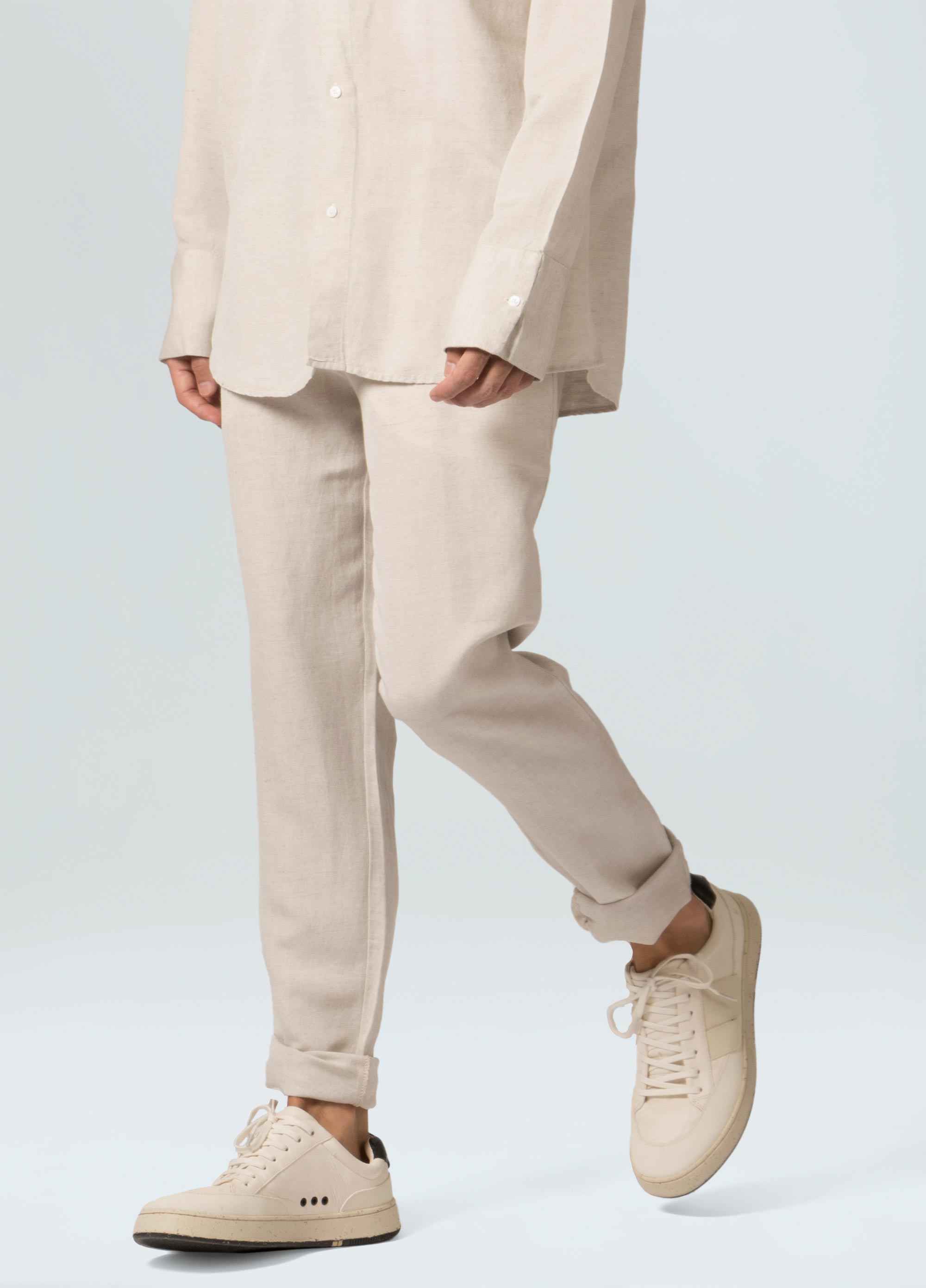 Calça alfaiataria fluid linen