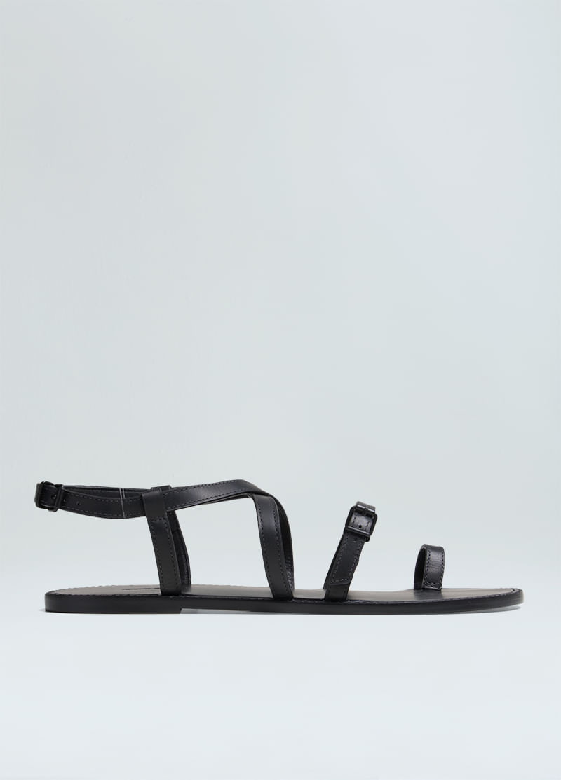 SANDALIA FLAT COURO LATERAL fem