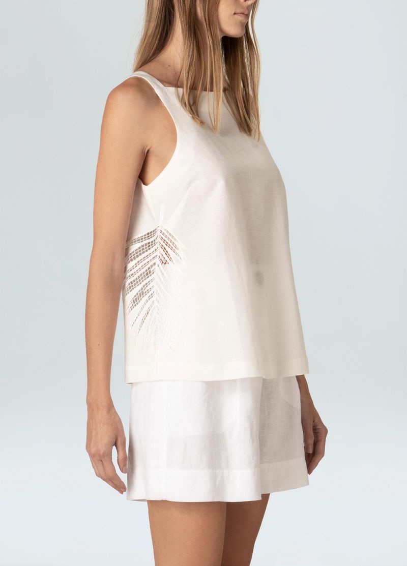 blusa bordada palm linen
