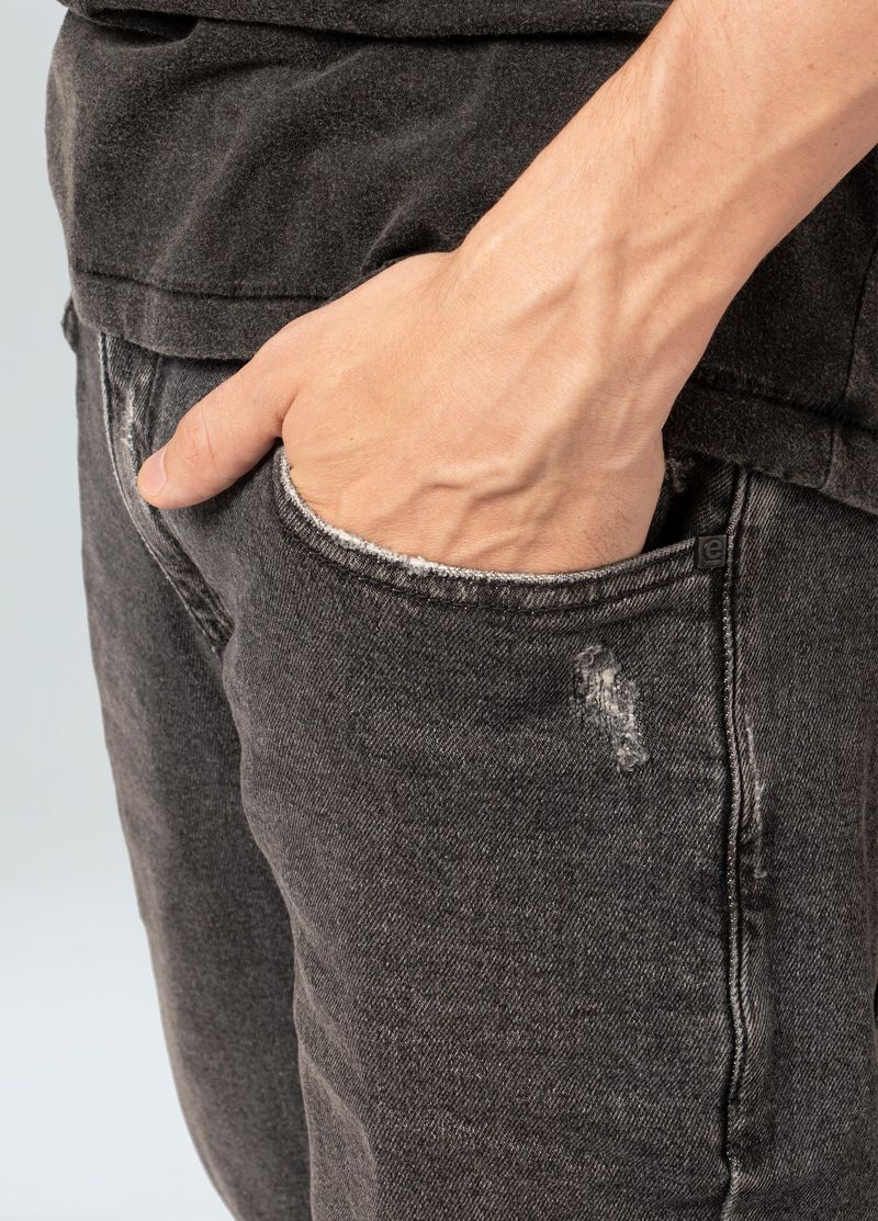 CALCA JEANS ROUGH USED BLACK