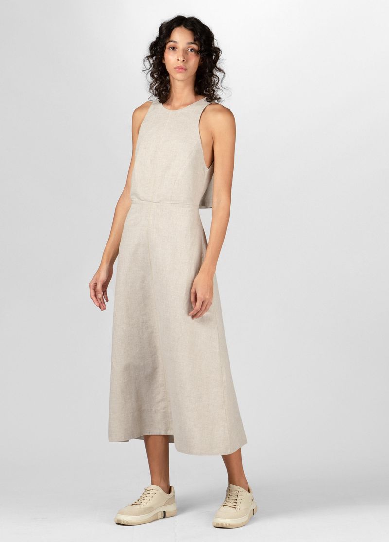 VESTIDO MIDI NATURAL LINEN