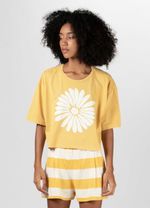 T SHIRT FEM CROPPED DAISY DAMASCO