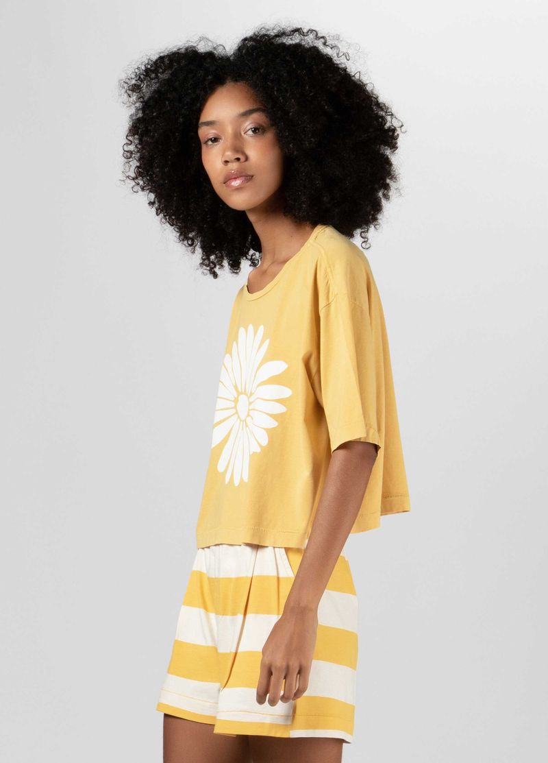 T SHIRT FEM CROPPED DAISY DAMASCO