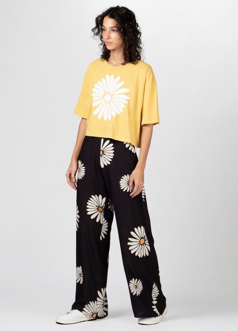 T SHIRT FEM CROPPED DAISY DAMASCO