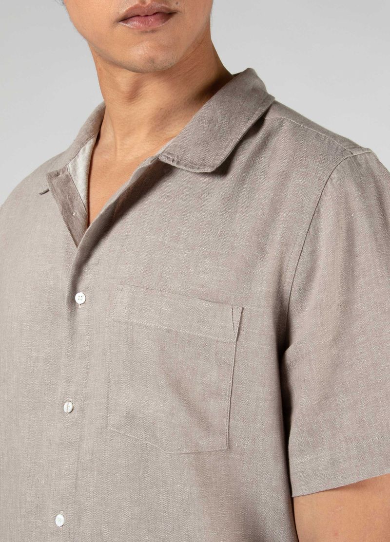CAMISA PJ LINEN MC NATURAL