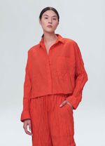 camisa cropped tricoline pleat