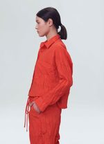 camisa cropped tricoline pleat