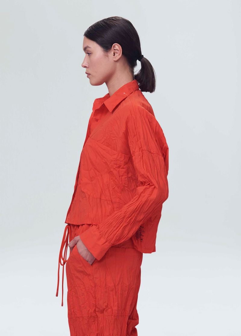 camisa cropped tricoline pleat