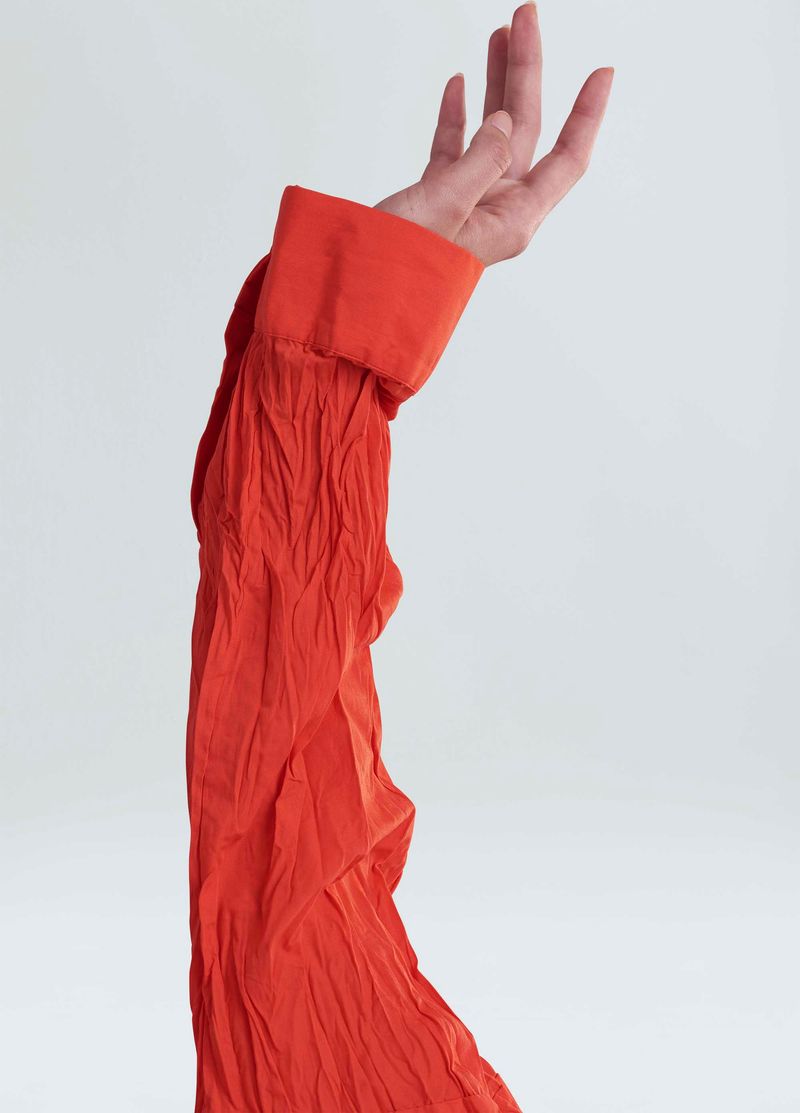 camisa cropped tricoline pleat