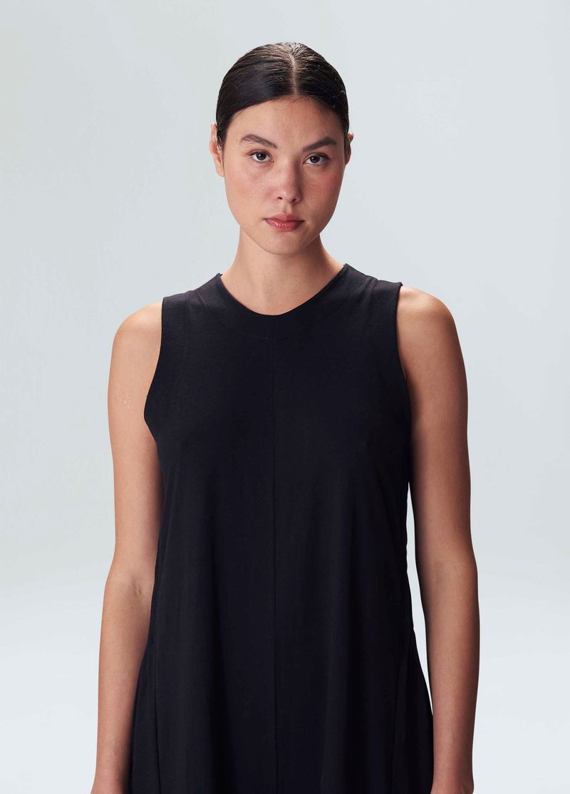 macacao sleeveless pregas preto