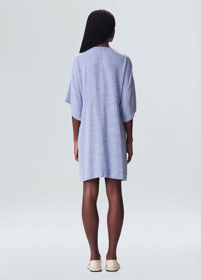 vestido kimono pesponto blue