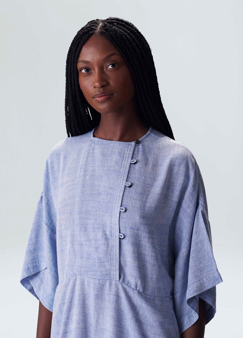 vestido kimono pesponto blue