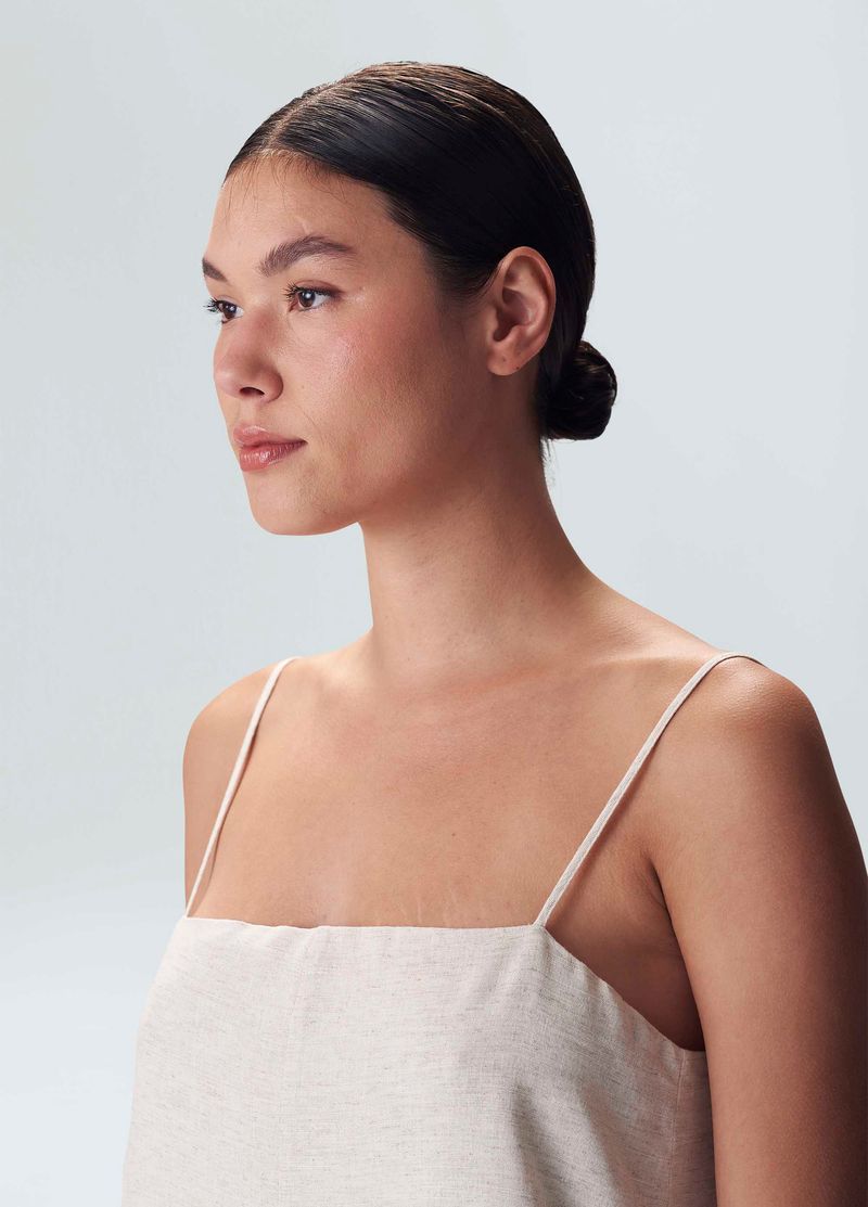 vestido linen alca midi