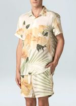 camisa linen hibisco mc