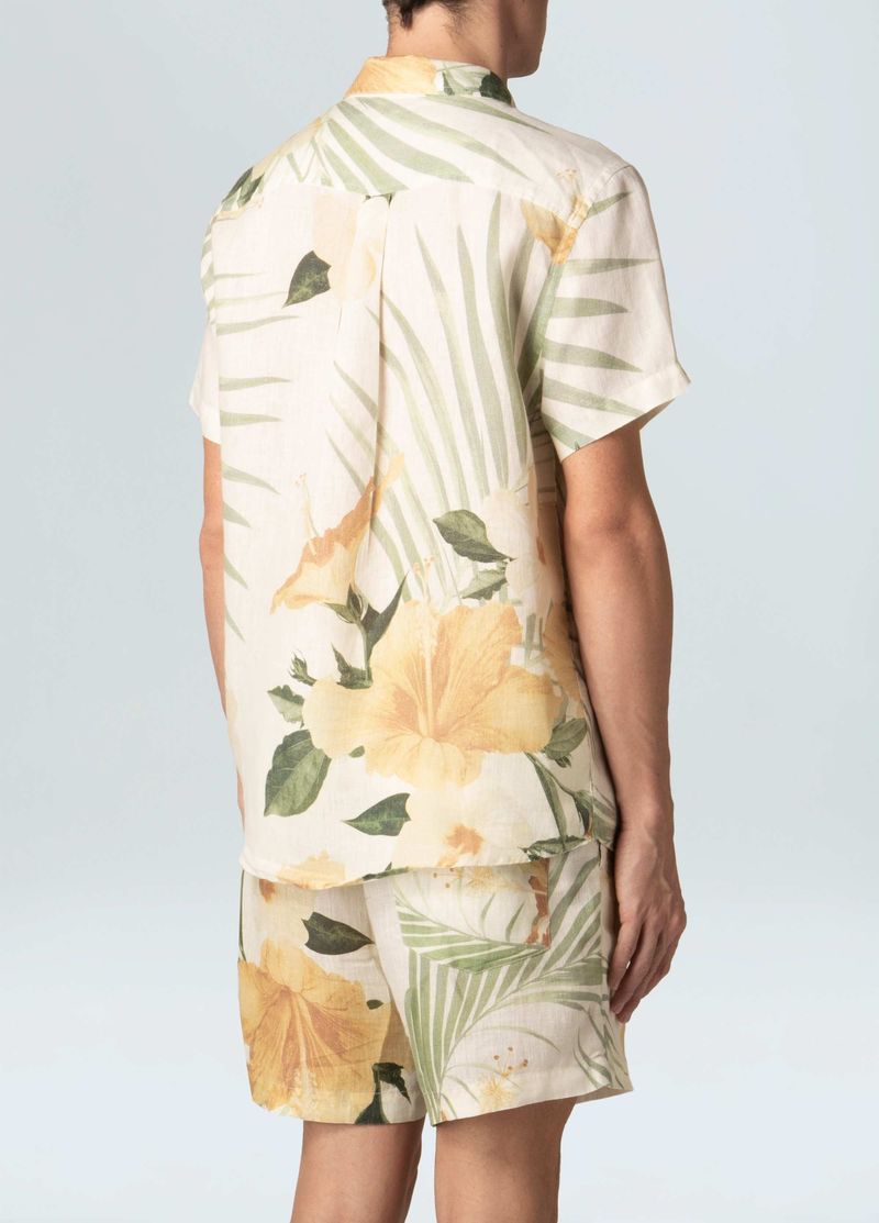camisa linen hibisco mc