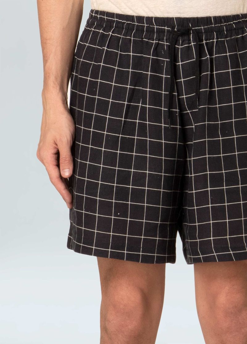 SHORT MASC LINEN GRID