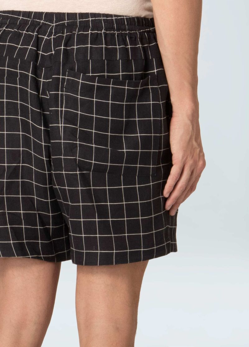 SHORT MASC LINEN GRID