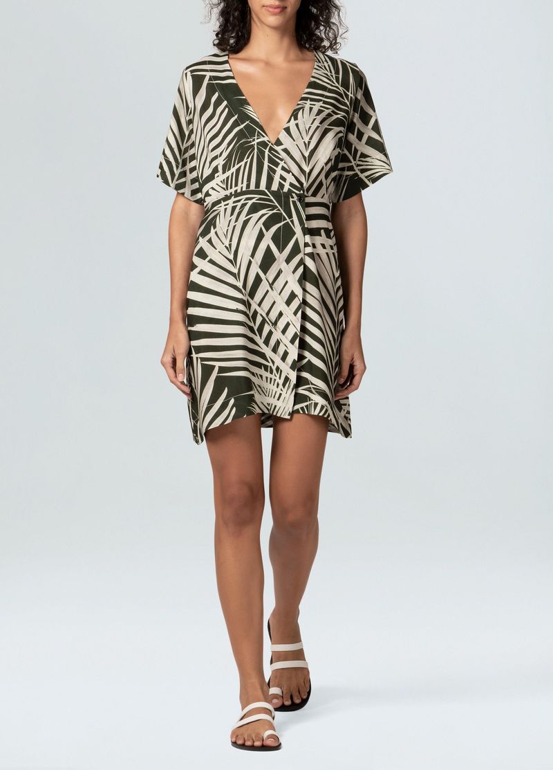 vestido palm leaf inverse curto