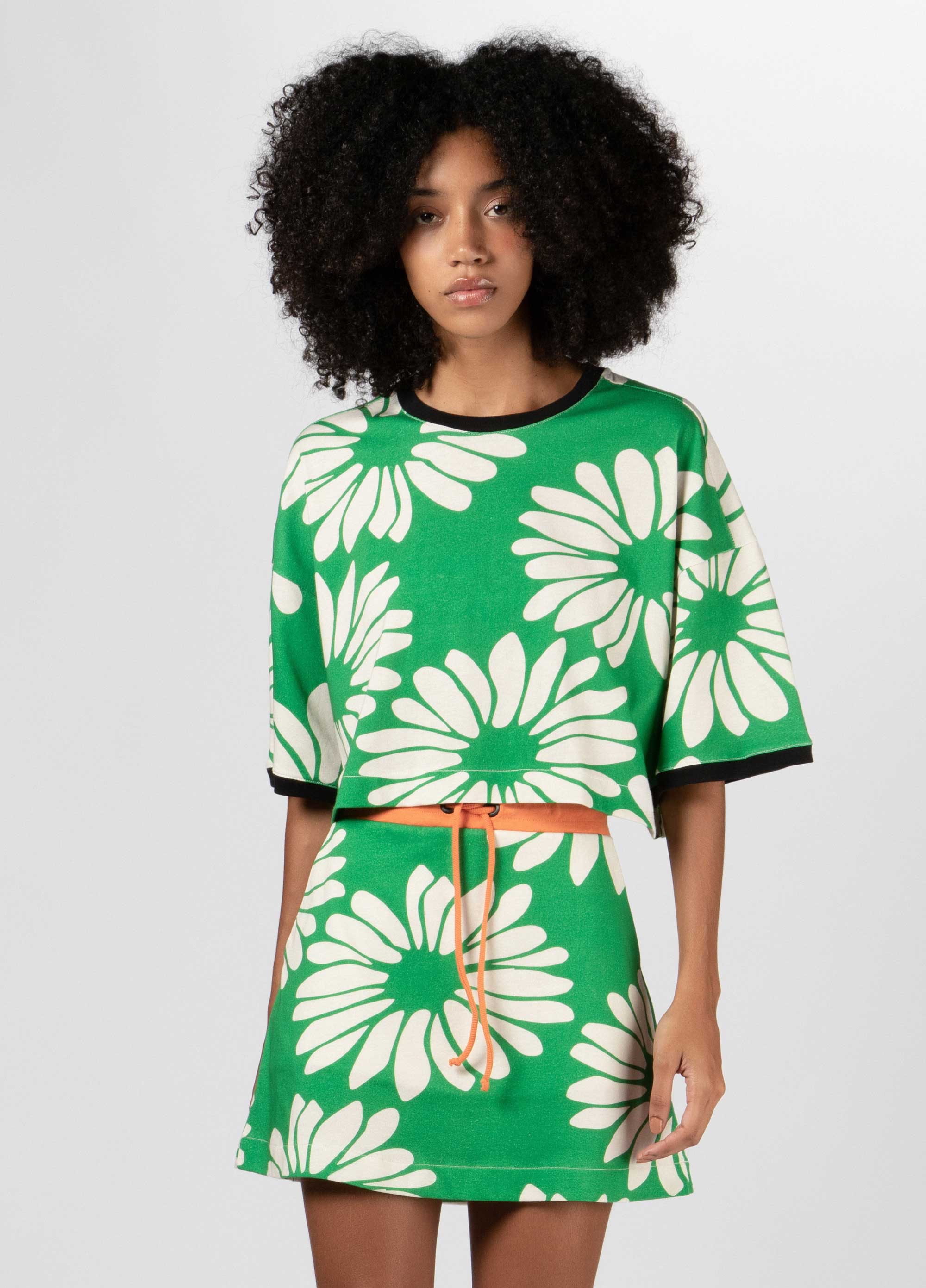 Blusa cropped macro daisy green