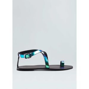 Sandália flat straps holografica