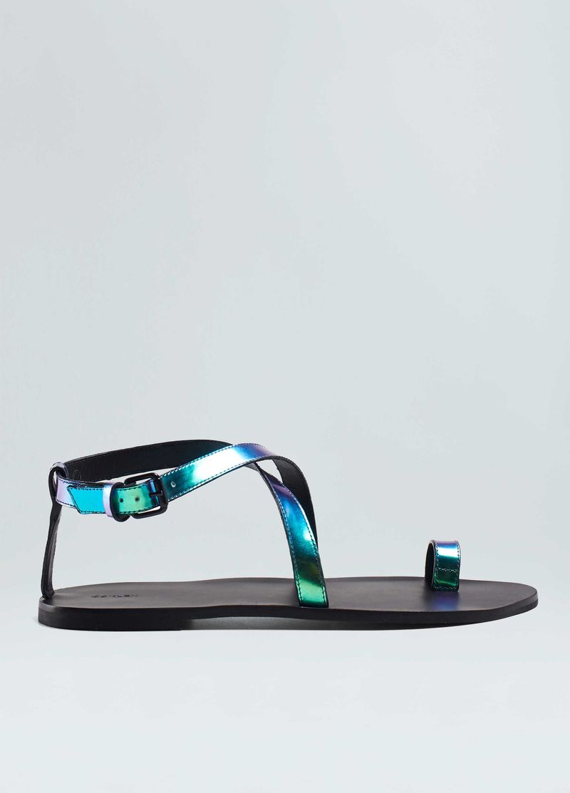 SANDALIA FLAT STRAPS HOLOGRAFICA