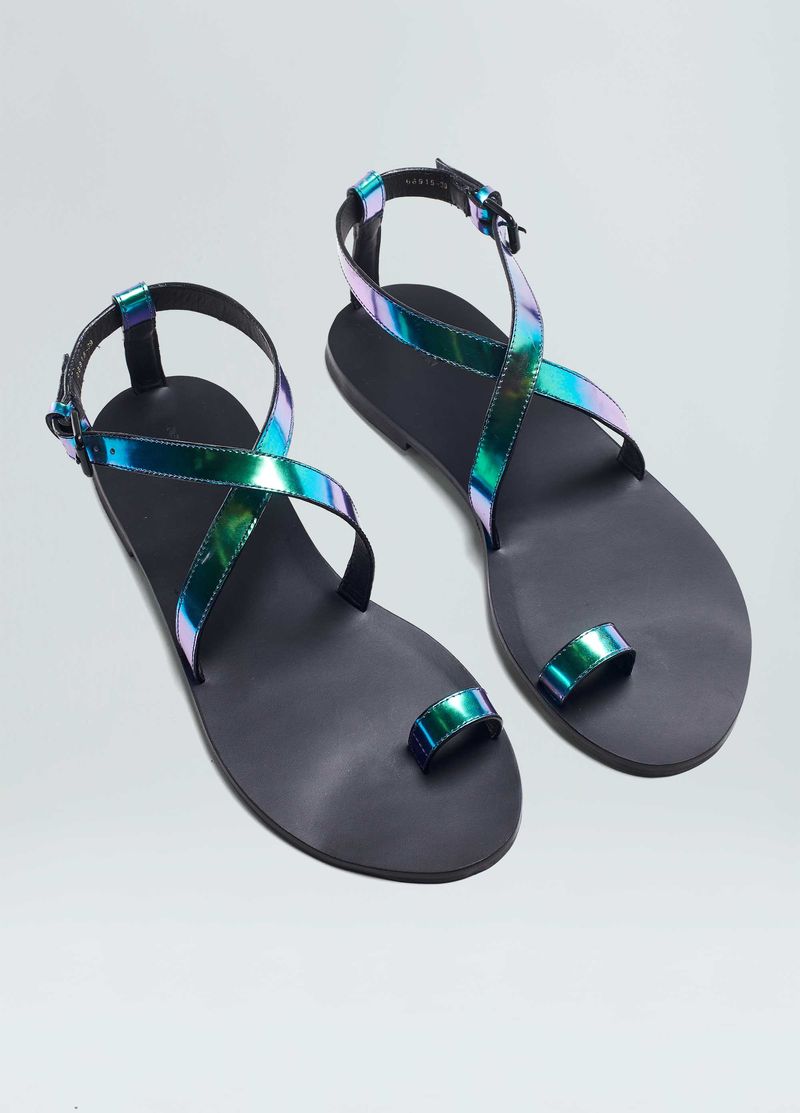 SANDALIA FLAT STRAPS HOLOGRAFICA
