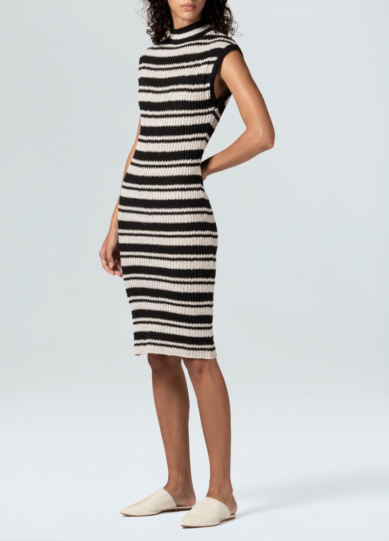 vestido tricot listras e
