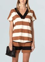 blusa maxi rib v stripe