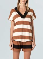 blusa maxi rib v stripe