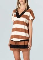blusa maxi rib v stripe