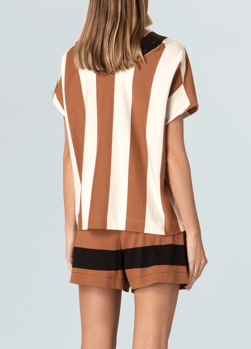 blusa maxi rib v stripe