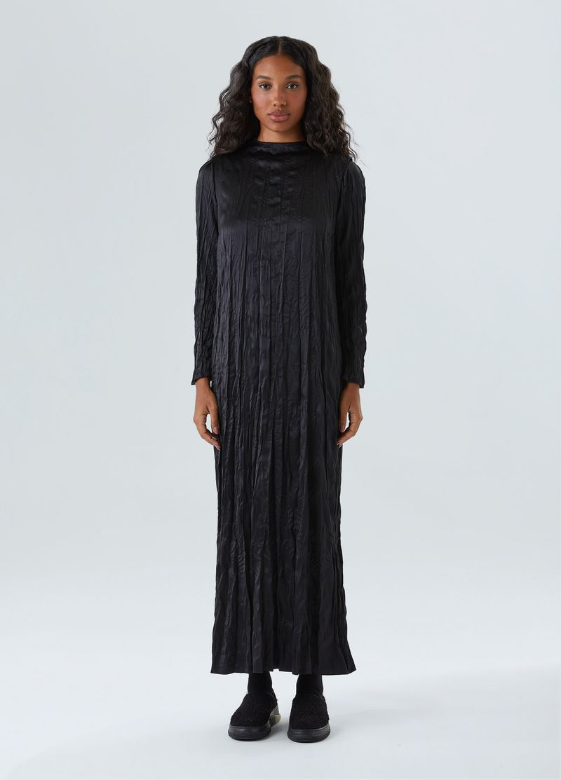 vestido wrinkled satin double face