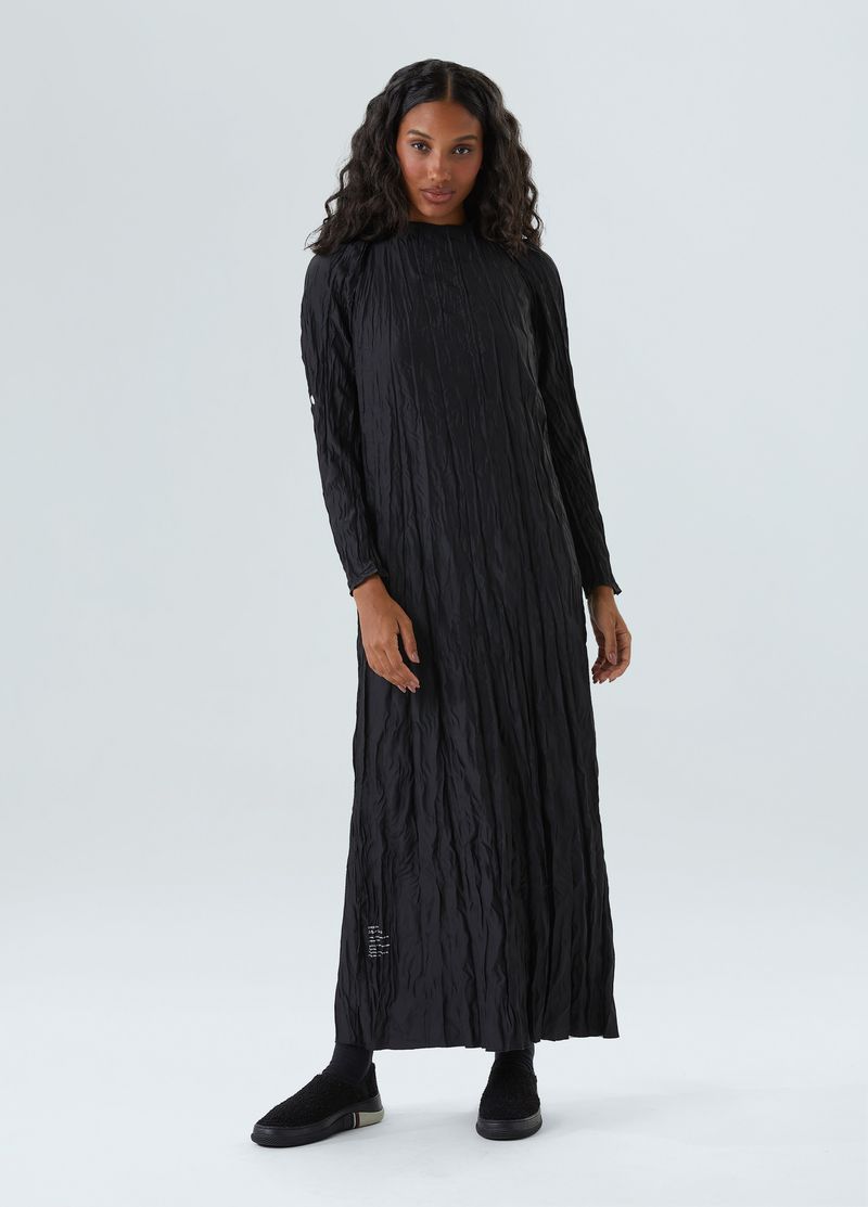 vestido wrinkled satin double face