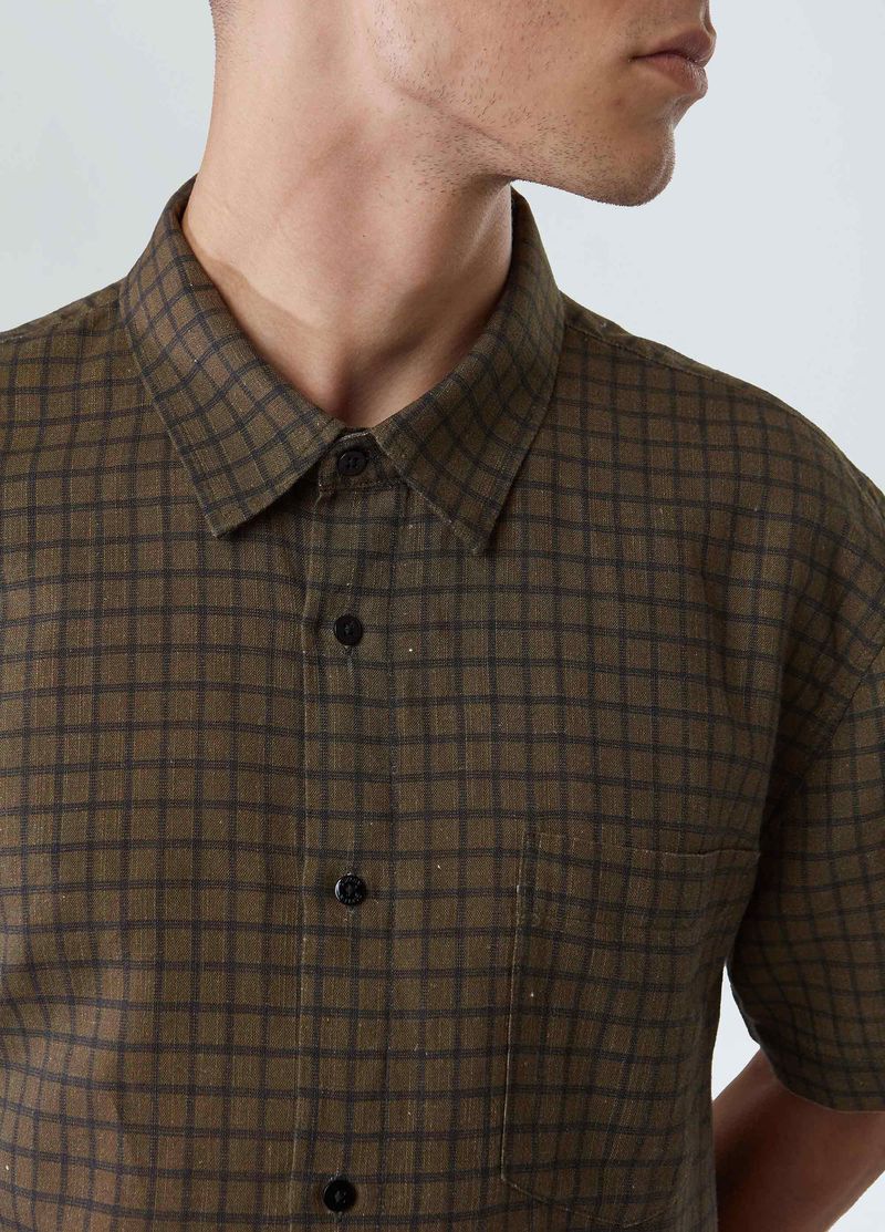 CAMISA MC LINEN PLAID