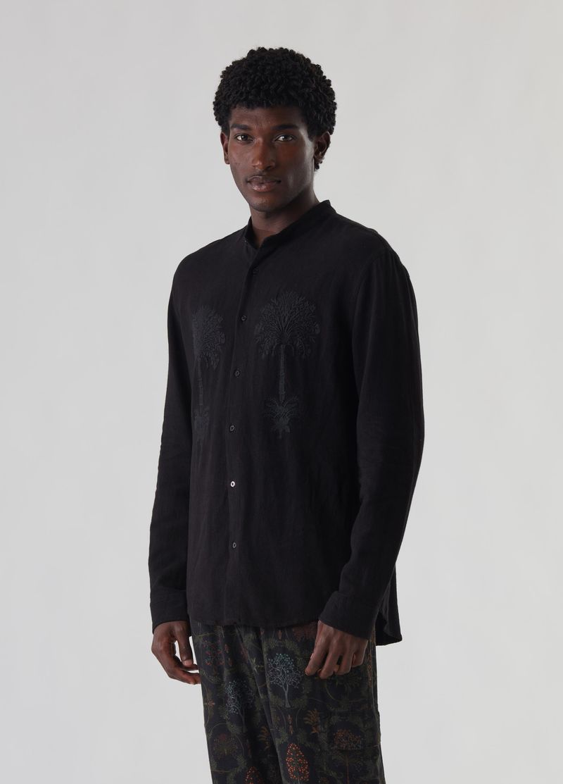 camisa ml colarless bordado