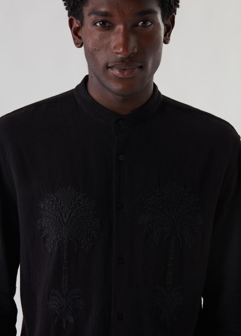 camisa ml colarless bordado