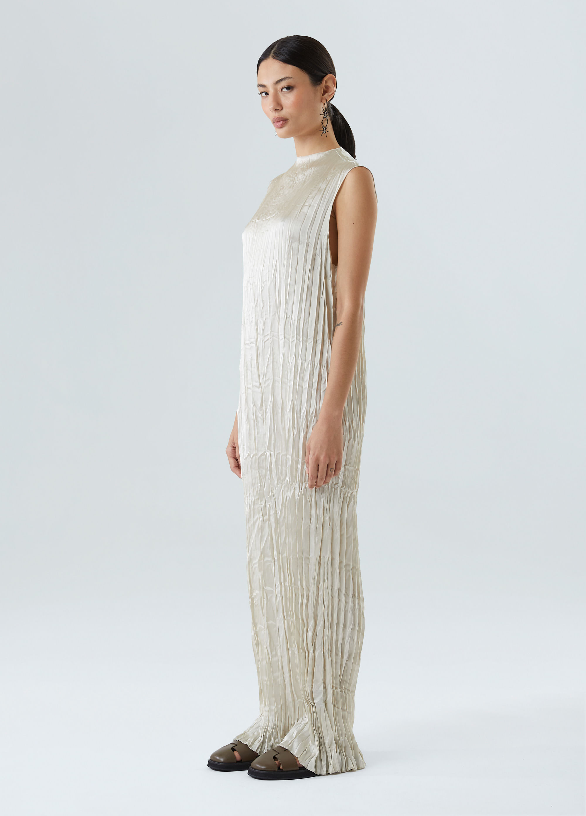 Vestido wrinkled satin