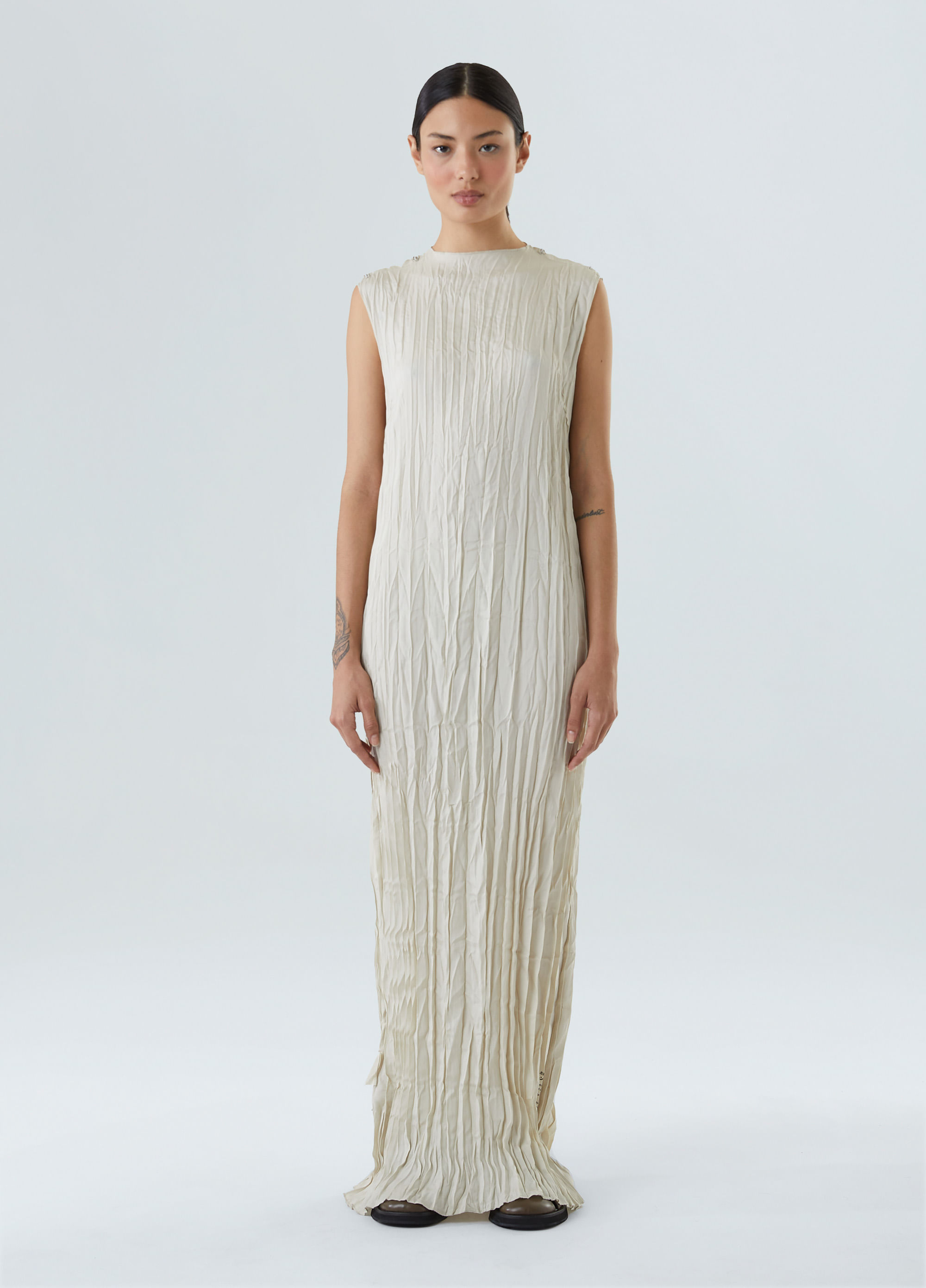 Vestido wrinkled satin