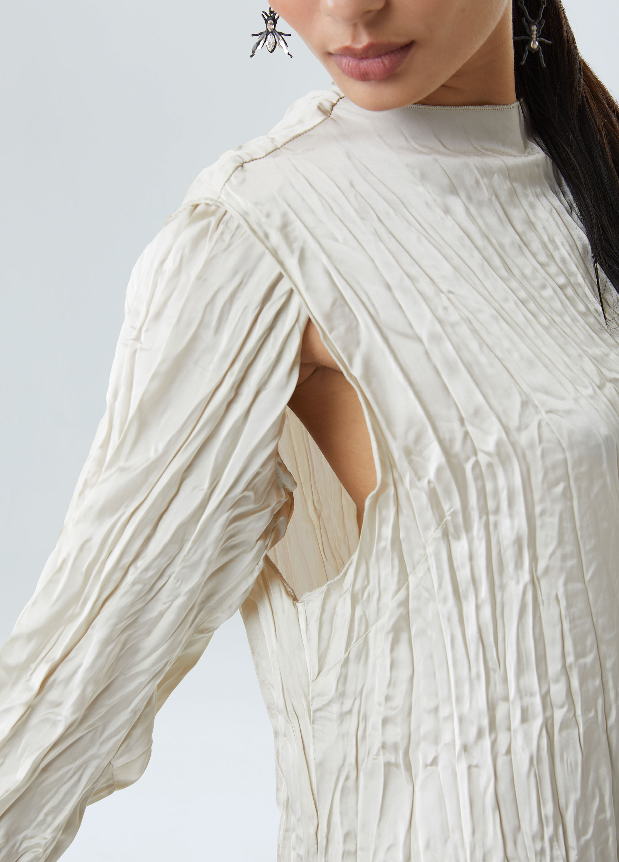 Vestido wrinkled satin