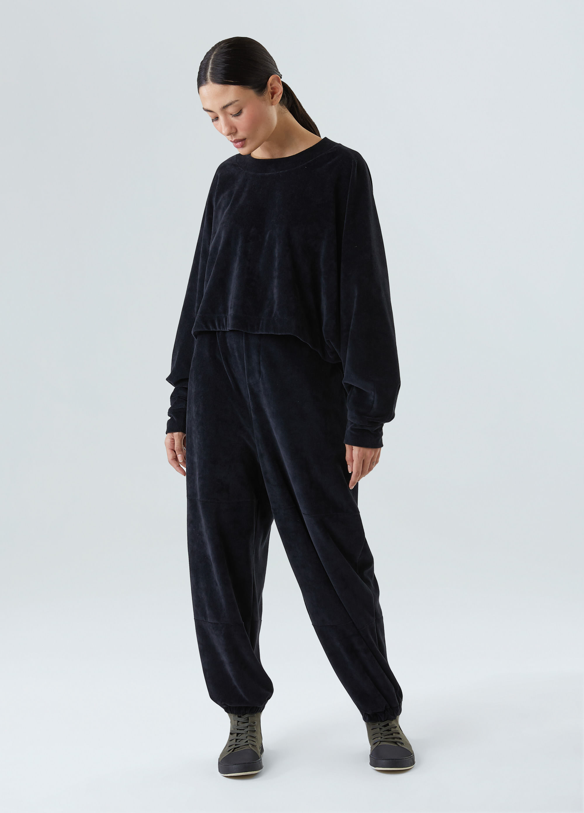 Casaco cropped plush