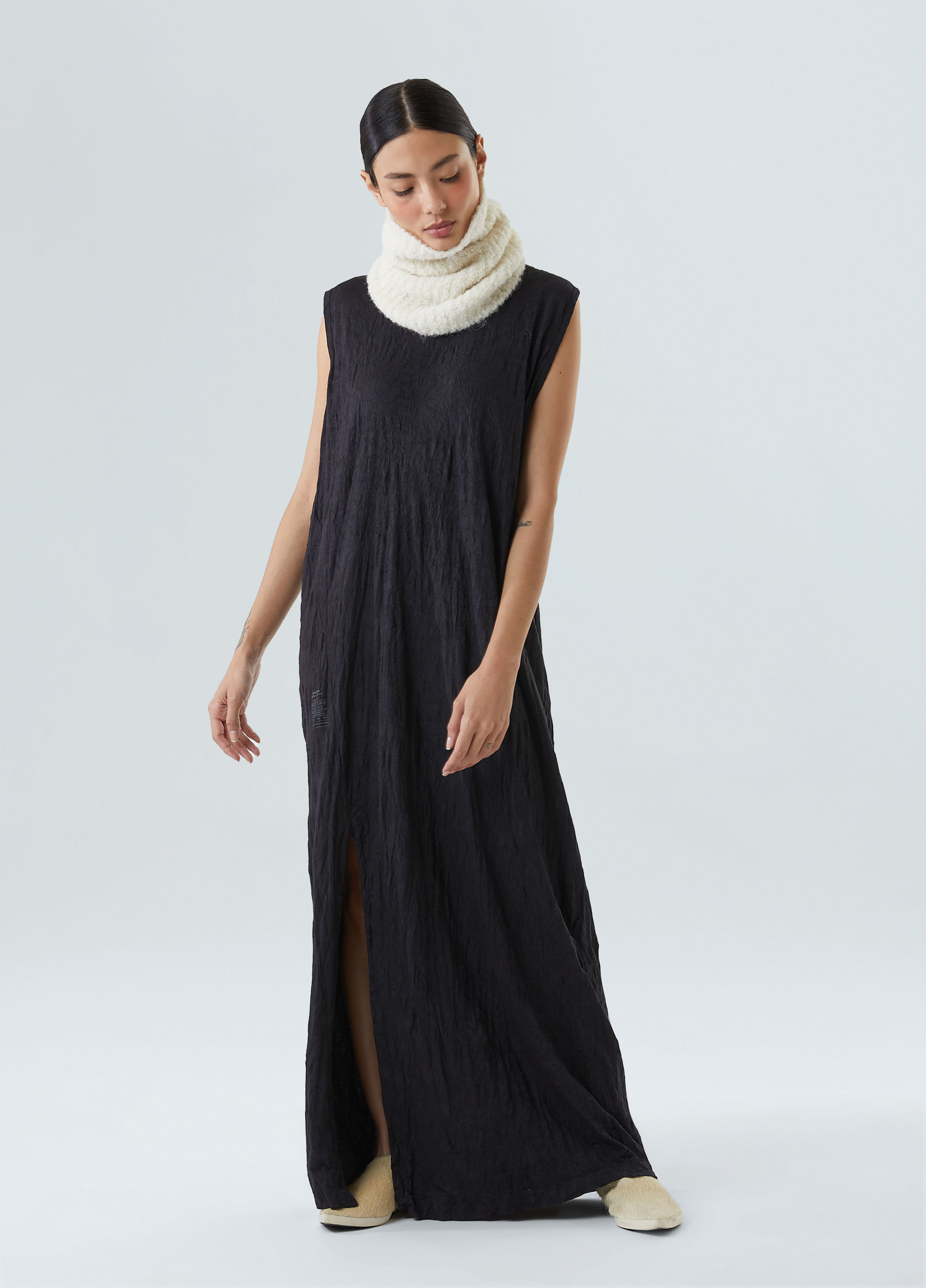Vestido sleeveless wrinkled