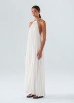 vestido plissado longo