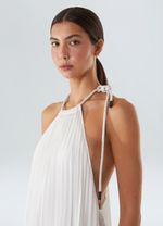 vestido plissado longo