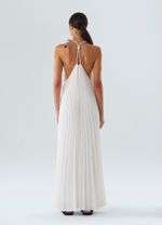 vestido plissado longo