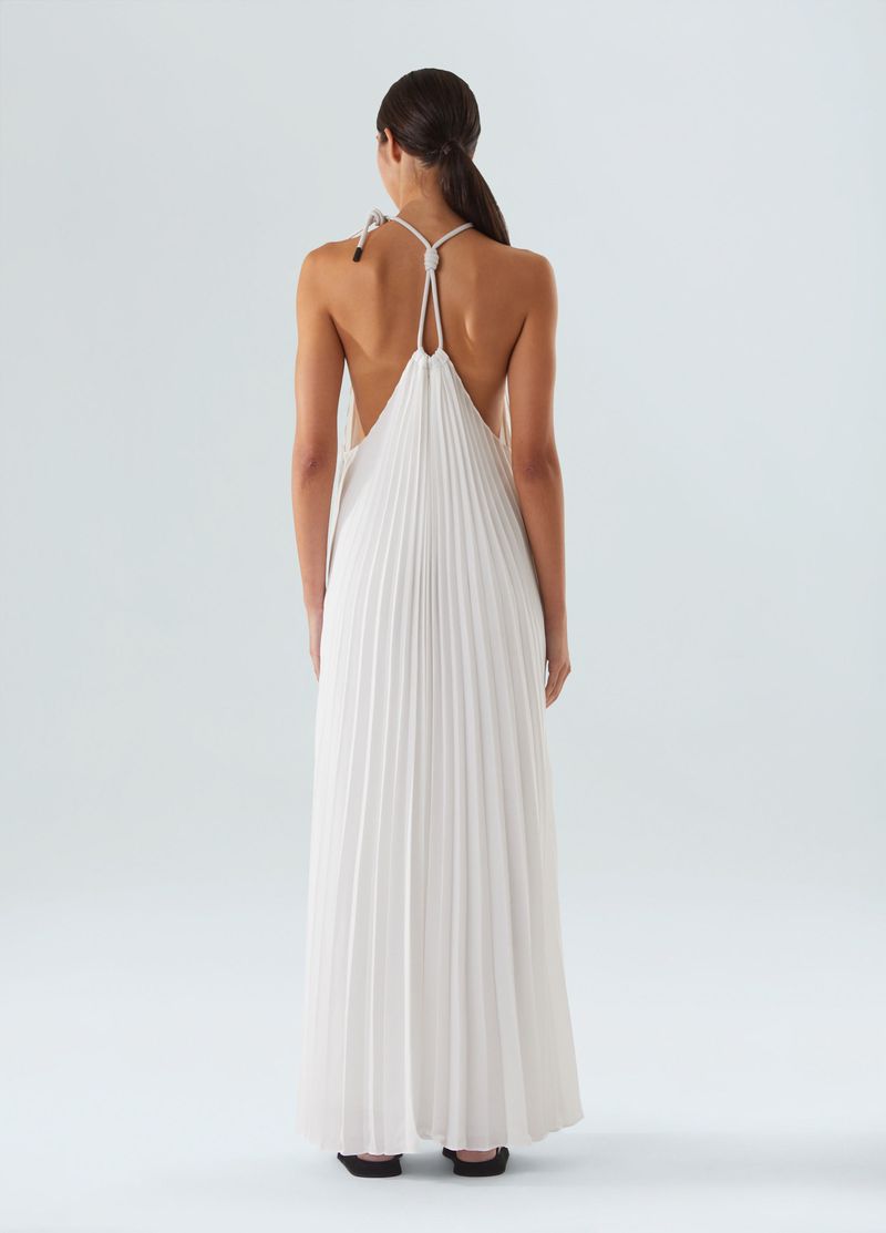 vestido plissado longo