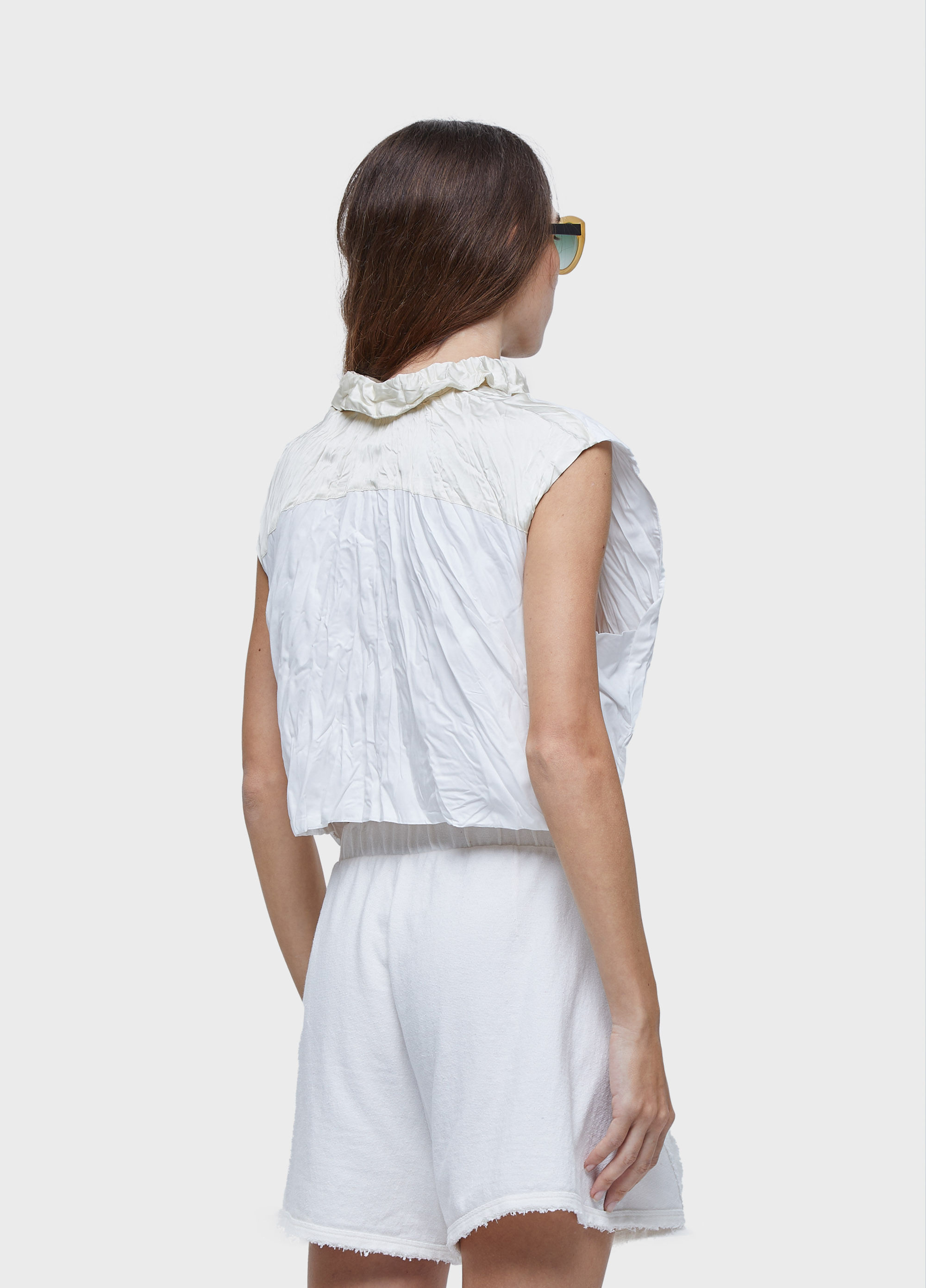 CAMISA SLEEVELESS WRINKLED SATIN TRICO