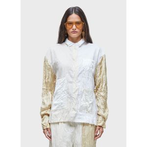 Jaqueta wrinkledd satin + tricoline