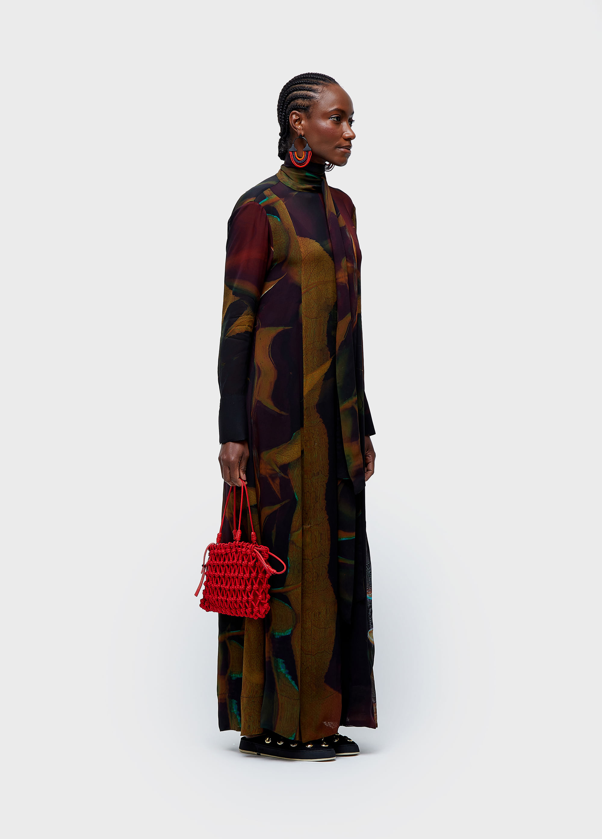 VESTIDO ML GOLA LONGO GLITCH ROSE