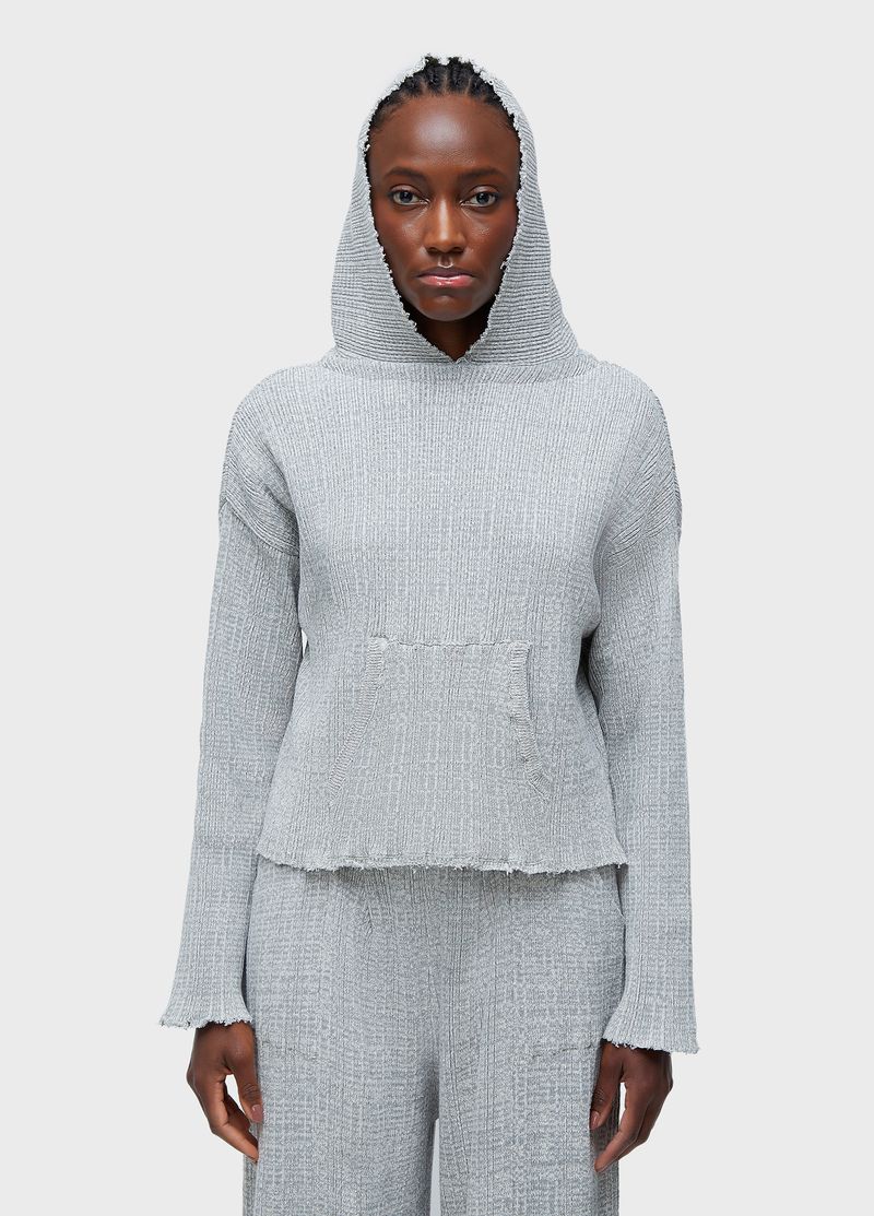 CASACO TRICOT FEM CAPUZ FRAYED