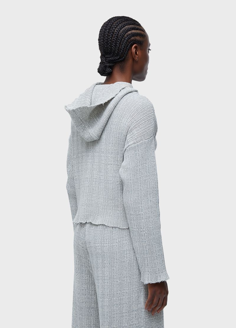 CASACO TRICOT FEM CAPUZ FRAYED